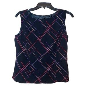 Gianni Vintage Sleeveless Blouse Lined Embroidered Side Zip Size 12‎ Made in USA